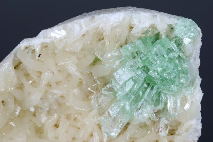 Green Apophyllite Flower on Stilbite Crystals - India #176811